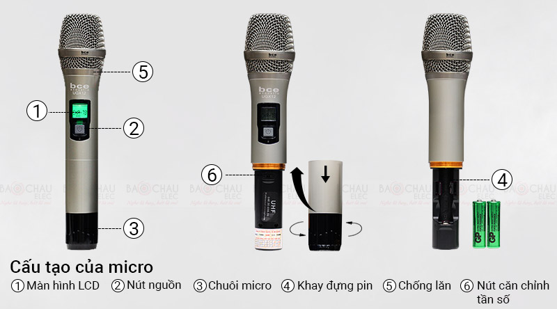 Cấu tạo Micro kh&ocirc;ng d&acirc;y BCE UGX12 