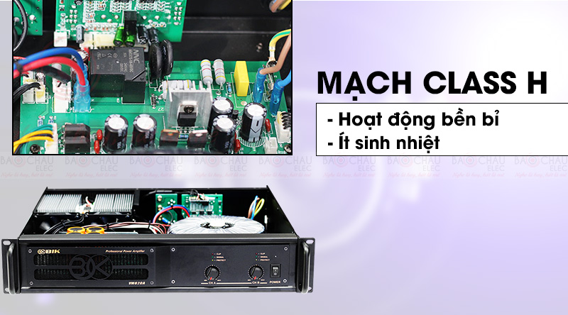 Cục đẩy c&ocirc;ng suất BIK VM 620A sử dụng mạch khuếch đại Class H cho khả năng sinh nhiệt &iacute;t 