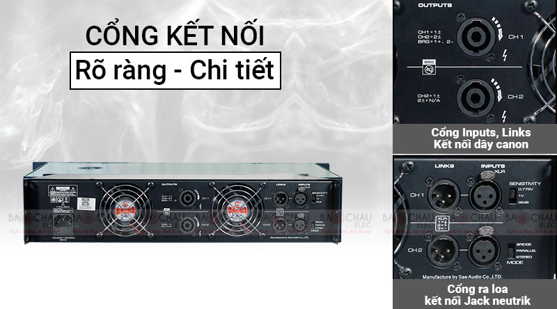 Cục đẩy c&ocirc;ng suất SAE TX1200 cổng kết nối đa dạng