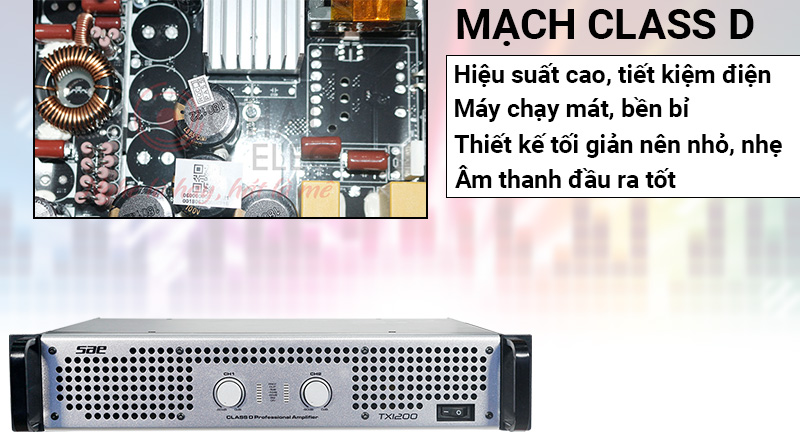 Cục đẩy c&ocirc;ng suất SAE TX1200 mạch class D