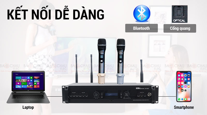 Đẩy liền vang kèm micro không dây BKsound DP8000 kết nối dễ dàng