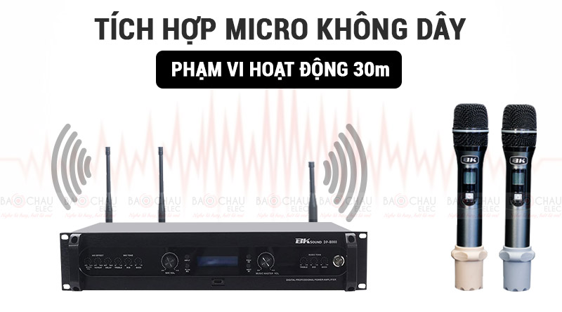 Đẩy liền vang kèm micro không dây BKSound DP8000 hát cực nhạy