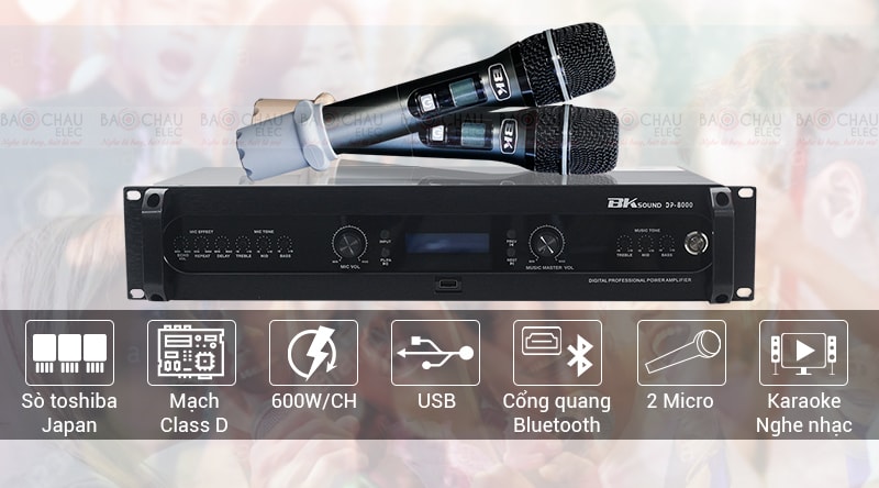 Đẩy liền vang kèm micro không dây BKsound DP8000 chính hãng, giá tốt