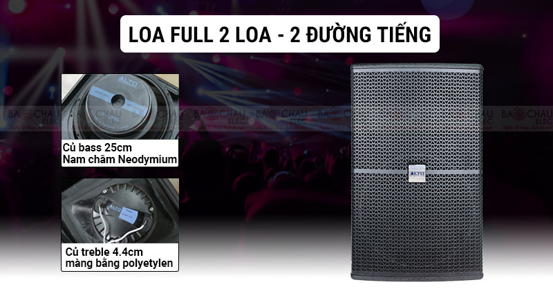 Loa karaoke Alto AK110 cấu tạo 2 loa, 2 đường tiếng