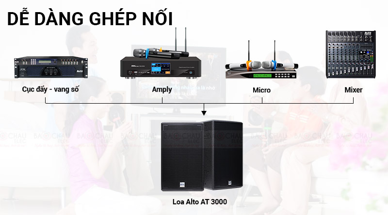 Loa karaoke Alto AT3000 dễ d&agrave;ng gh&eacute;p nối
