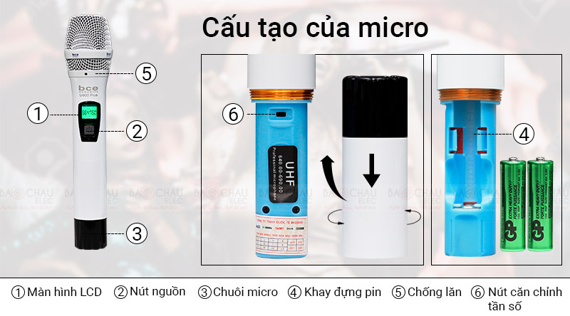 Cấu tạo Micro kh&ocirc;ng d&acirc;y BCE U900 Plus