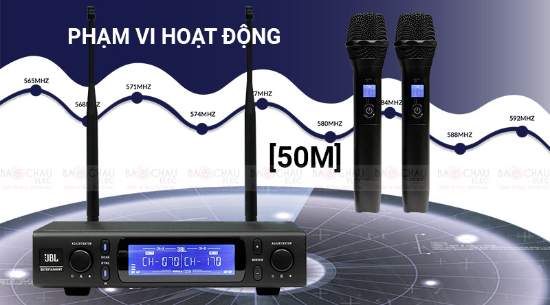 Micro không dây JBL VM300 phạm vi hoạt động 50m