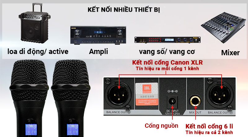 Micro không dây JBL VM300 kết nối nhiều thiết bị