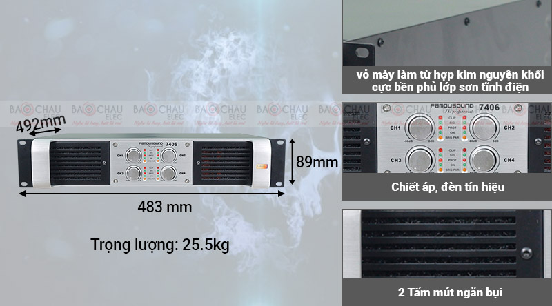 Cục đẩy 4 kênh famosound 7406 chính hãng giá tốt