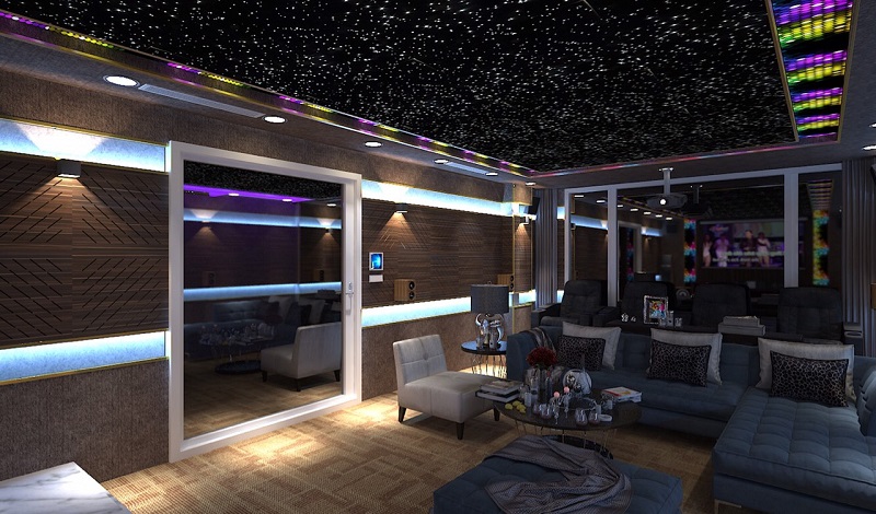 Thiết kế phòng đa năng karaoke, xem phim, nghe nhạc