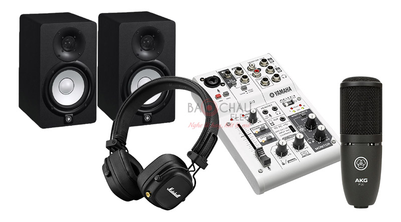 Combo thu âm Mixer Yamaha AG03 - Loa Yamaha HS5 - Micro AKG P120 - Tai nghe Marshall Major IV