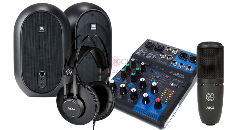 Combo thu âm Mixer Yamaha MG06X - Loa JBL One Series 104 - Micro AKG P120 - Tai nghe AKD K52