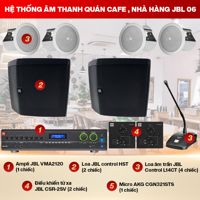 Hệ thống &acirc;m thanh qu&aacute;n cafe, nh&agrave; h&agrave;ng JBL 06