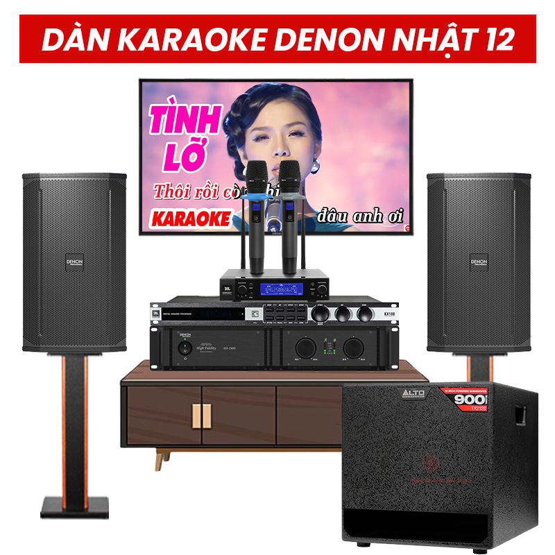 D&agrave;n karaoke cao cấp Denon Nhật 12 (Denon DN-512, Denon DA-2600, JBL KX180A, Alto TX212S, JBL VM200)