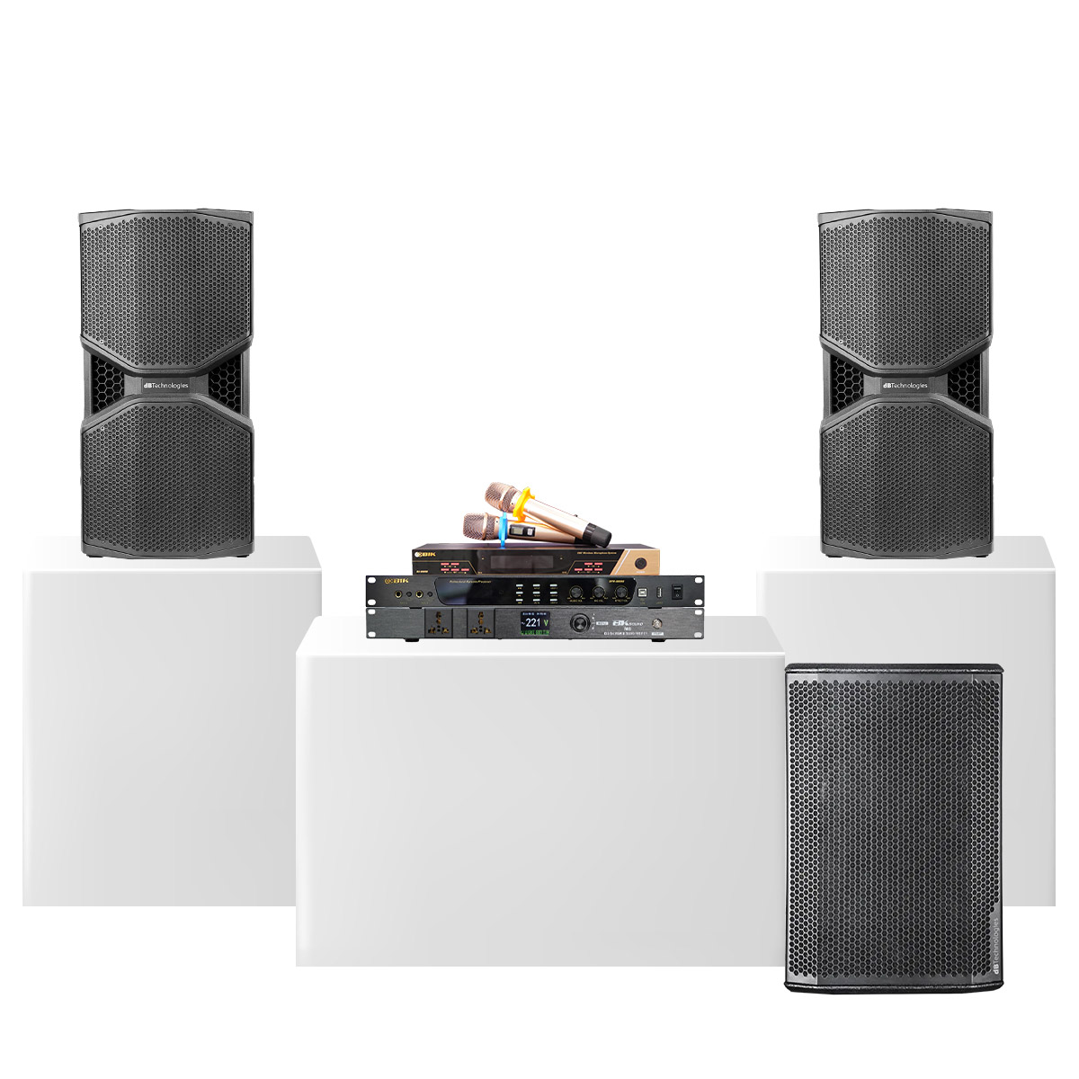 Dàn karaoke gia đình cao cấp dBTechnologies 02 (dBTechnologies Opera Reevo 210, Sub 612, BPR-8600, BJ-U600, BKSound M8)