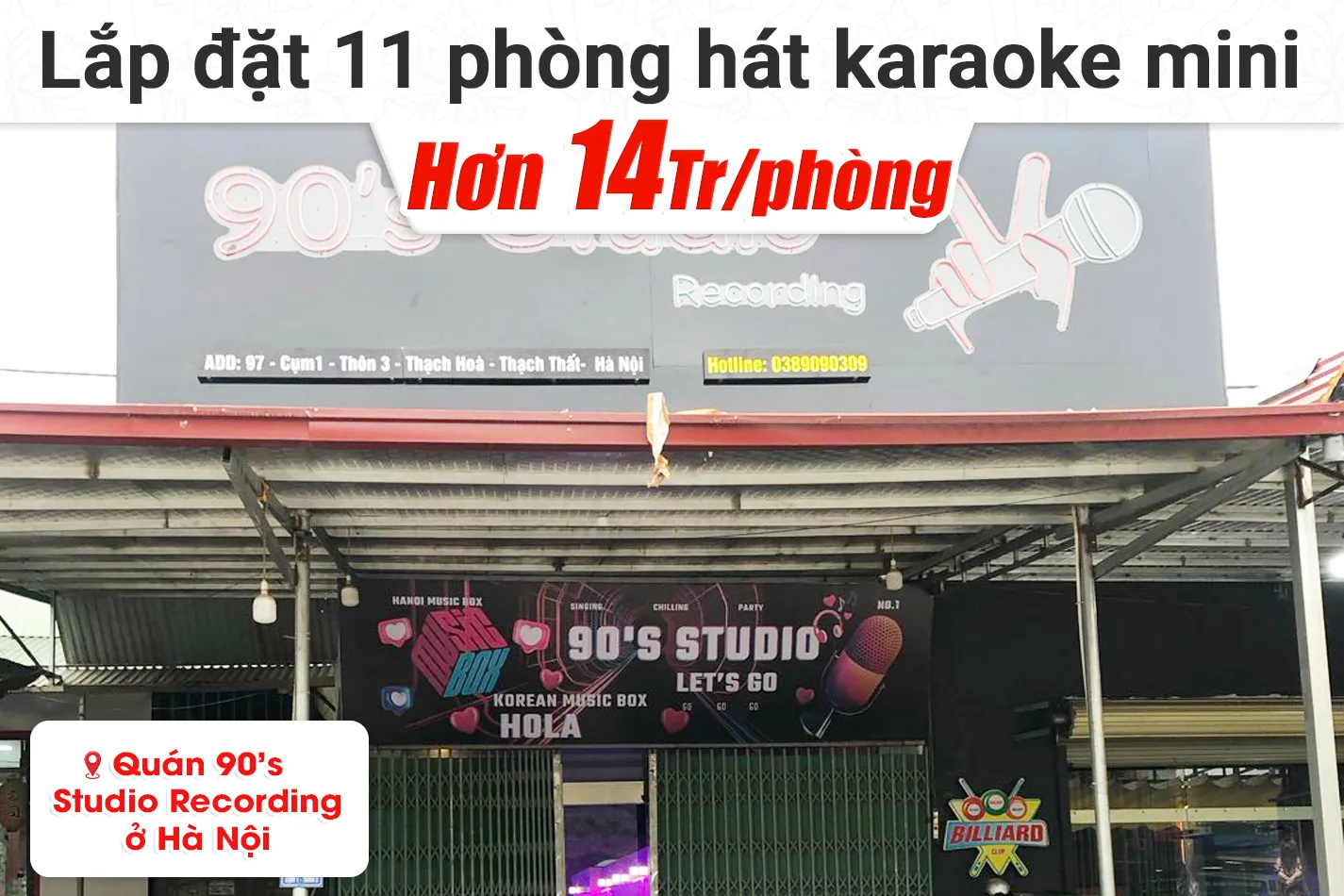 Lắp đặt 11 phòng karaoke box mini cho quán 90’s Studio Recording tại Hà Nội