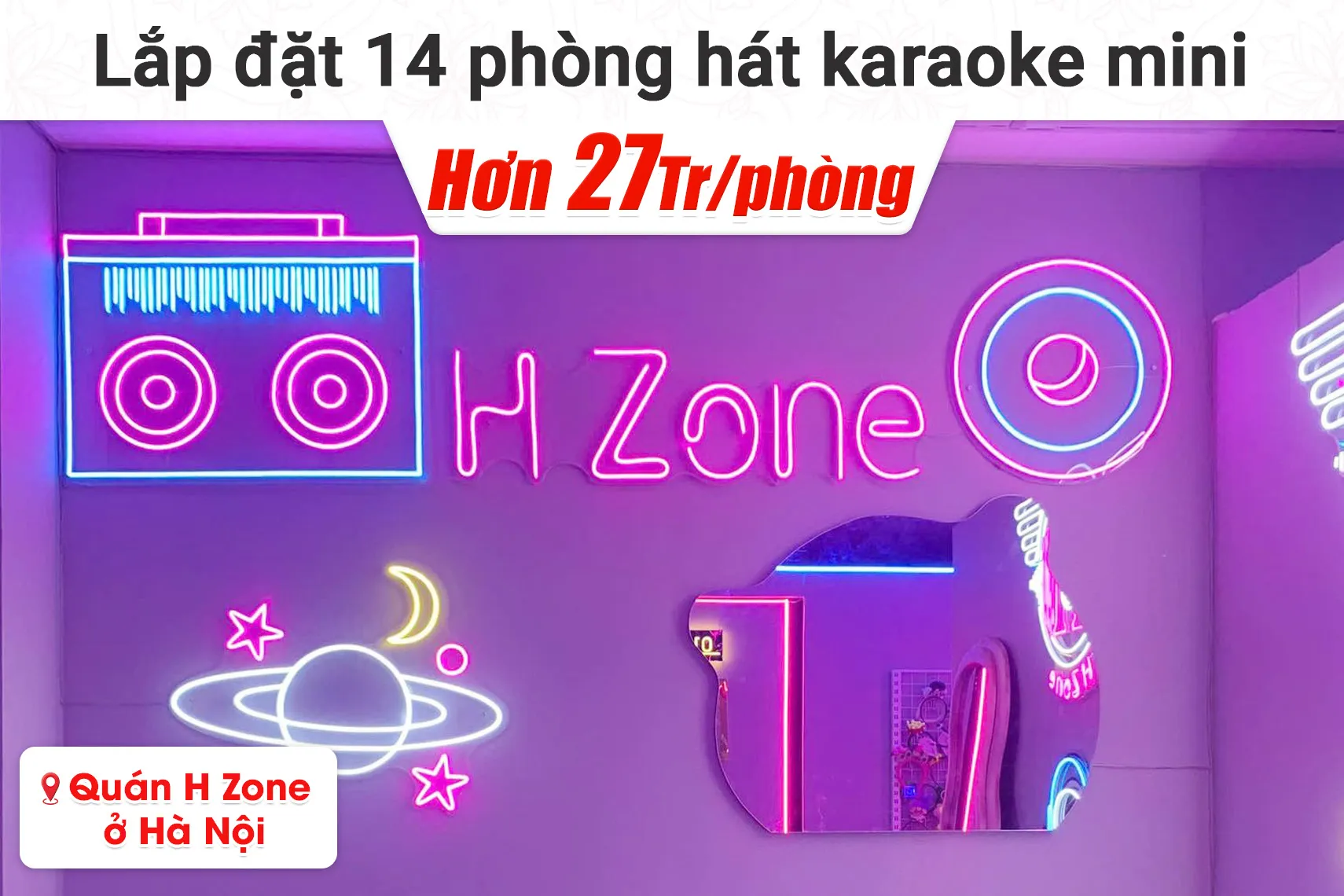 Lắp đặt 14 phòng karaoke box mini cho quán H Zone tại Hà Nội (BIK BK-C25, DKA 5500, JBL Pasion 10, BKA 6500,…) 