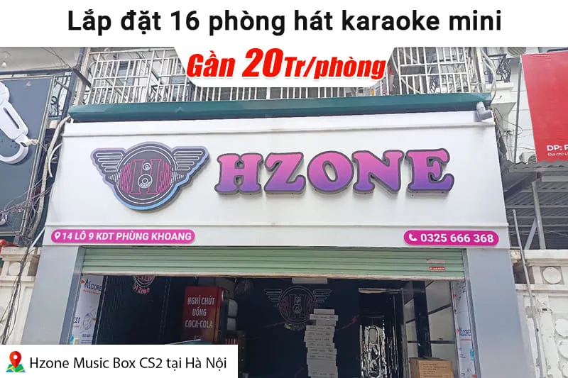 Lắp đặt 16 phòng karaoke box mini cho quán Hzone CS2 tại Hà Nội (Pasion 8, BKSound DKA 5500)
