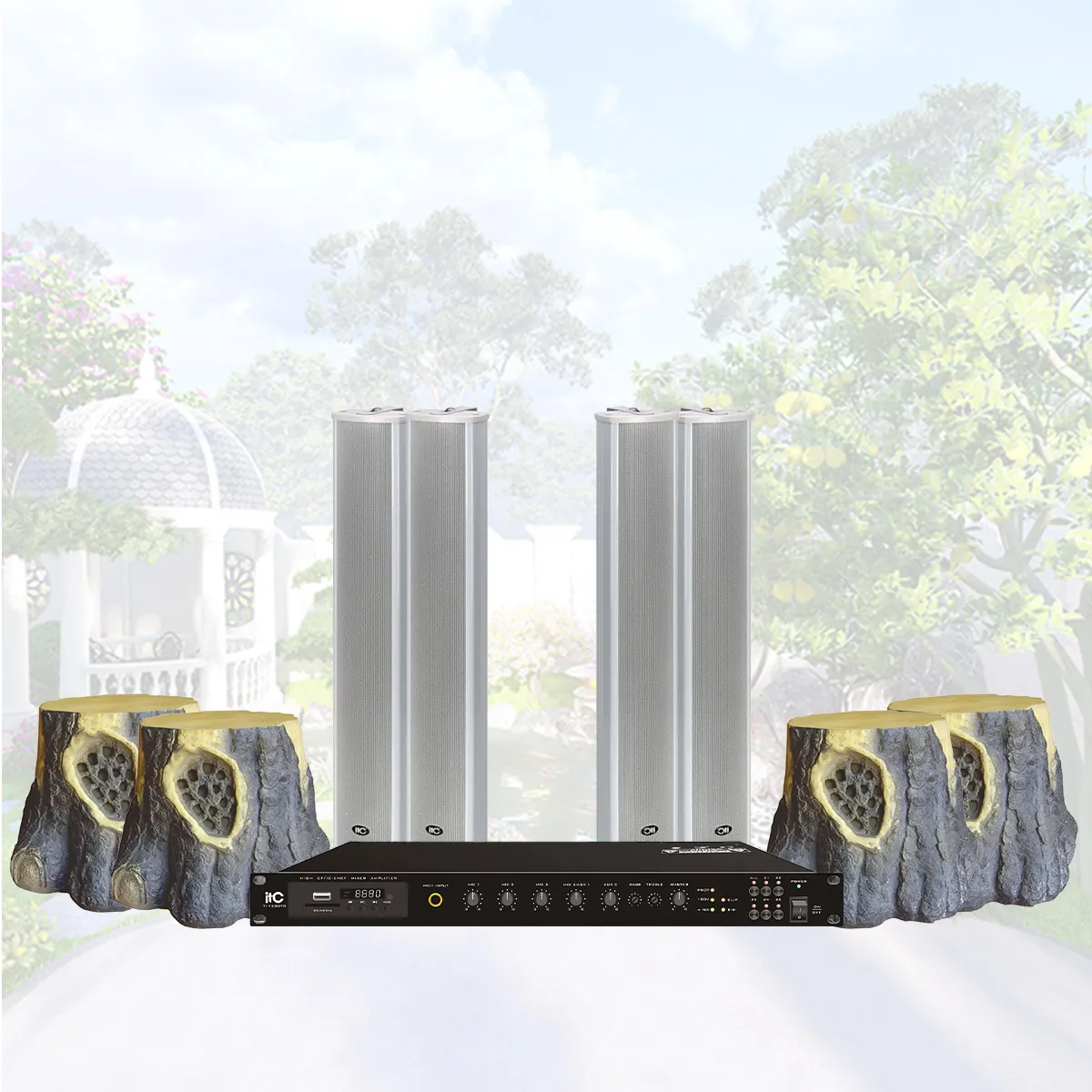 Hệ thống âm thanh nhạc nền sân vườn 05 (ITC T-700C, ITC T-704S, ITC TI-240DTB)