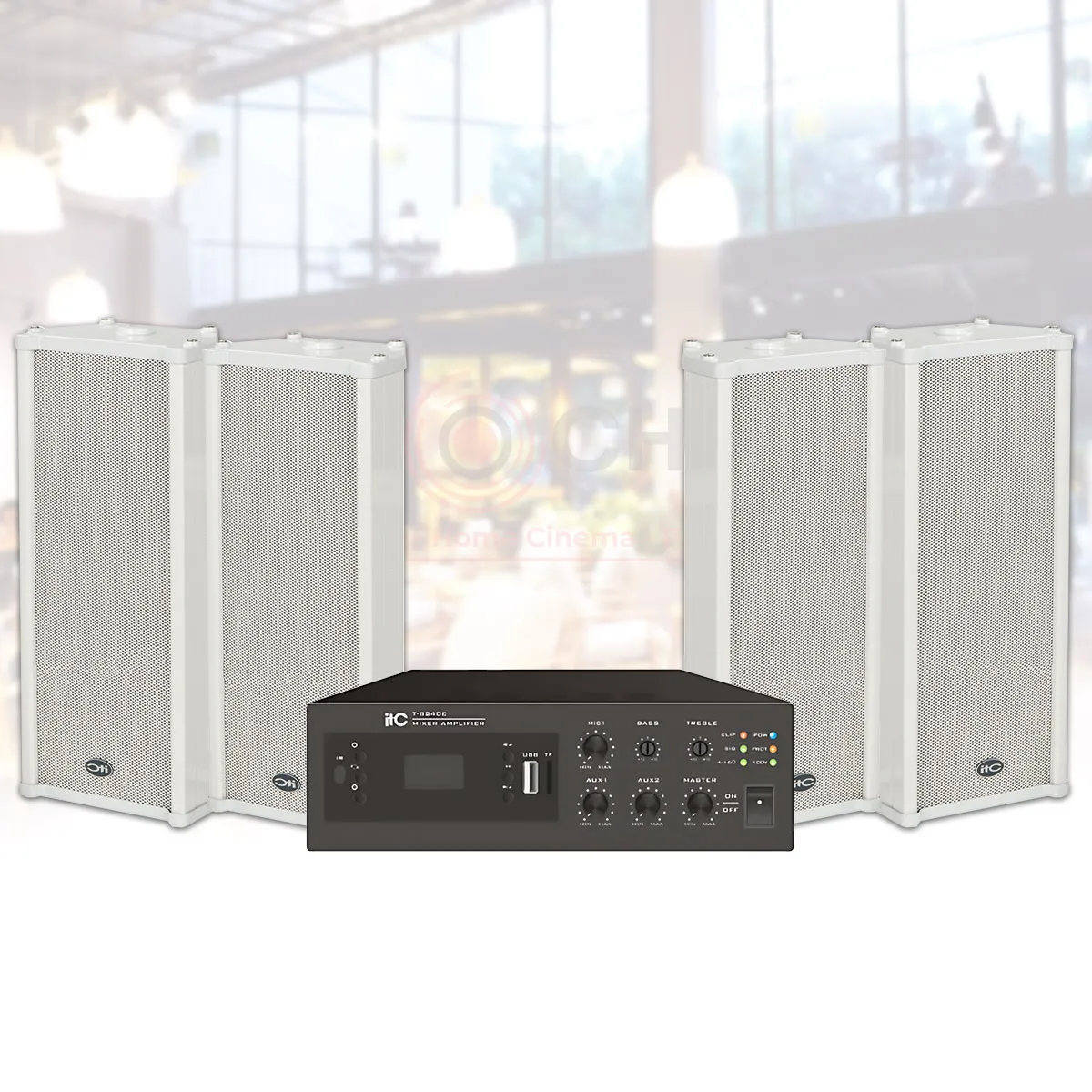Hệ thống âm thanh nhạc nền quán cafe, nhà hàng ngoài trời 04 (ITC T-902B, ITC T-B120E)