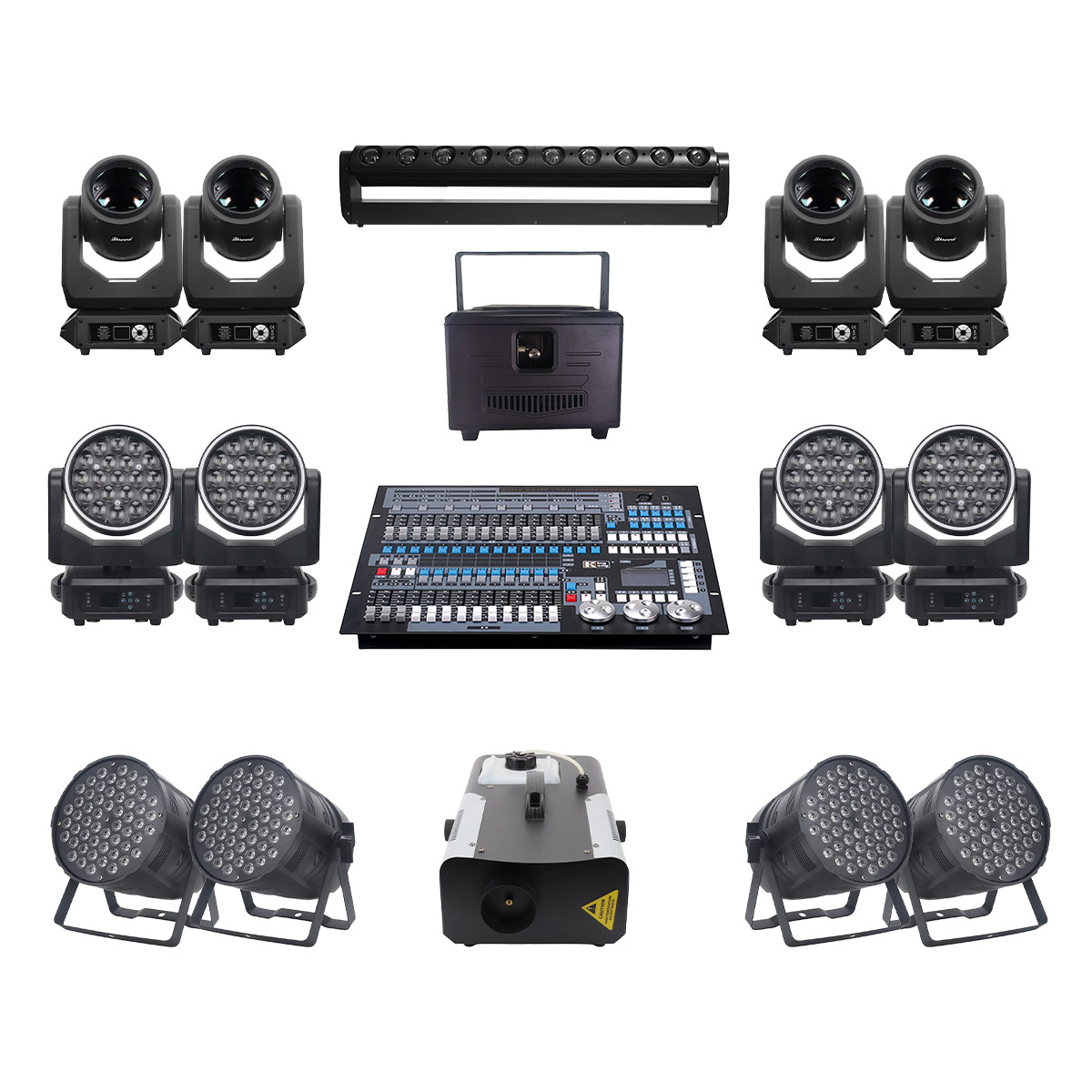 Combo đèn ánh sáng sân khấu, sự kiện, đám cưới 06 (Bksound LS500, Bksound Par54, Bksound LS19, Bksound KD-1500PT...)