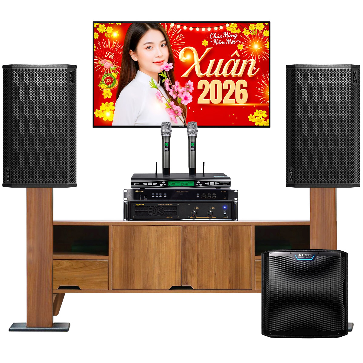 D&agrave;n karaoke Denon Nhật 07( Denon DP-R312, BIK VM620A, BIK BPR-5800, Alto TS12S, Baiervires BS-790s)