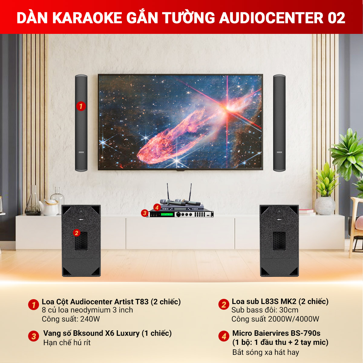 D&agrave;n karaoke gắn tường Audiocenter 02 