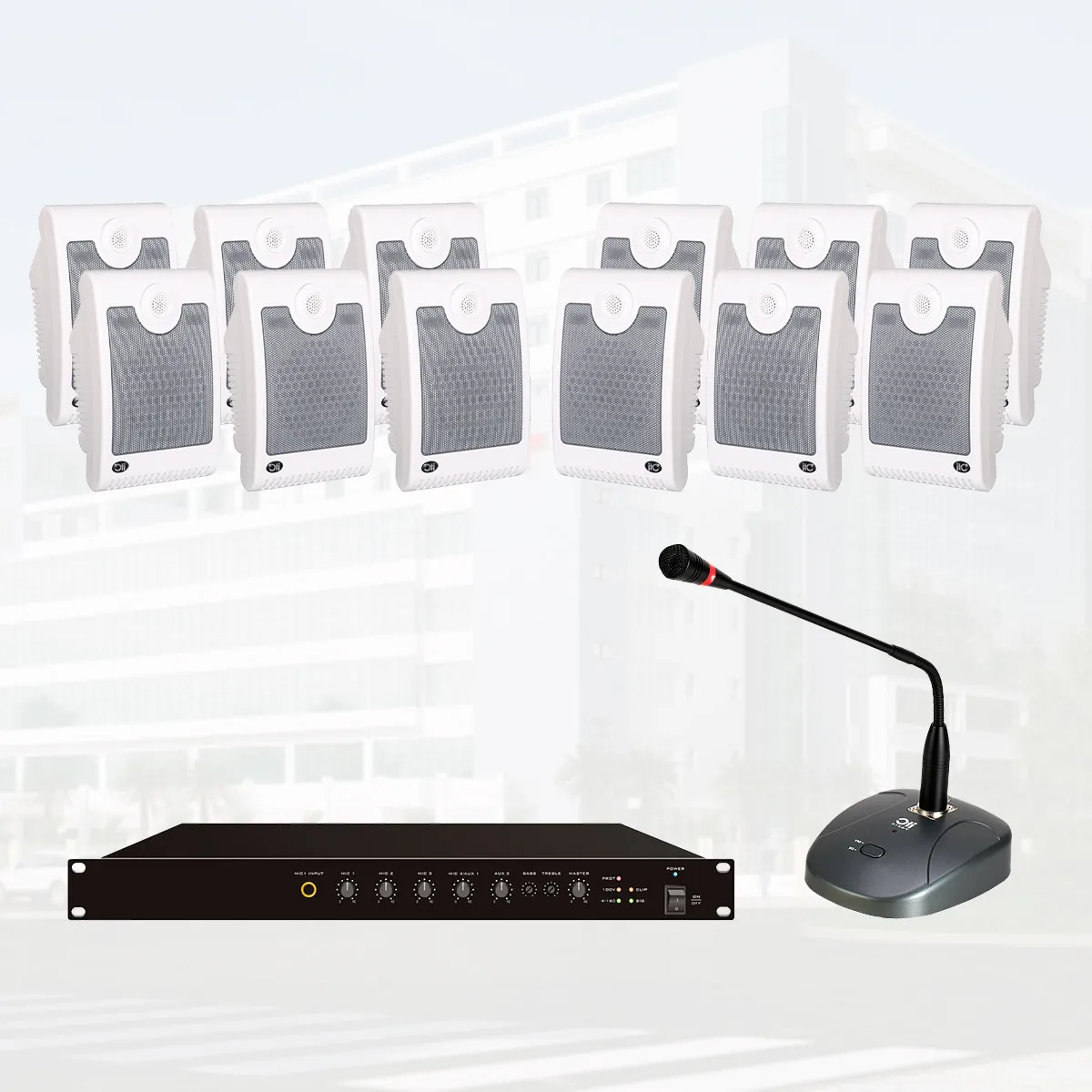 Hệ thống âm thanh thông báo bệnh viện, tòa nhà, chung cư 01 (ITC TF-W10, ITC T-240D, ITC T-621A)