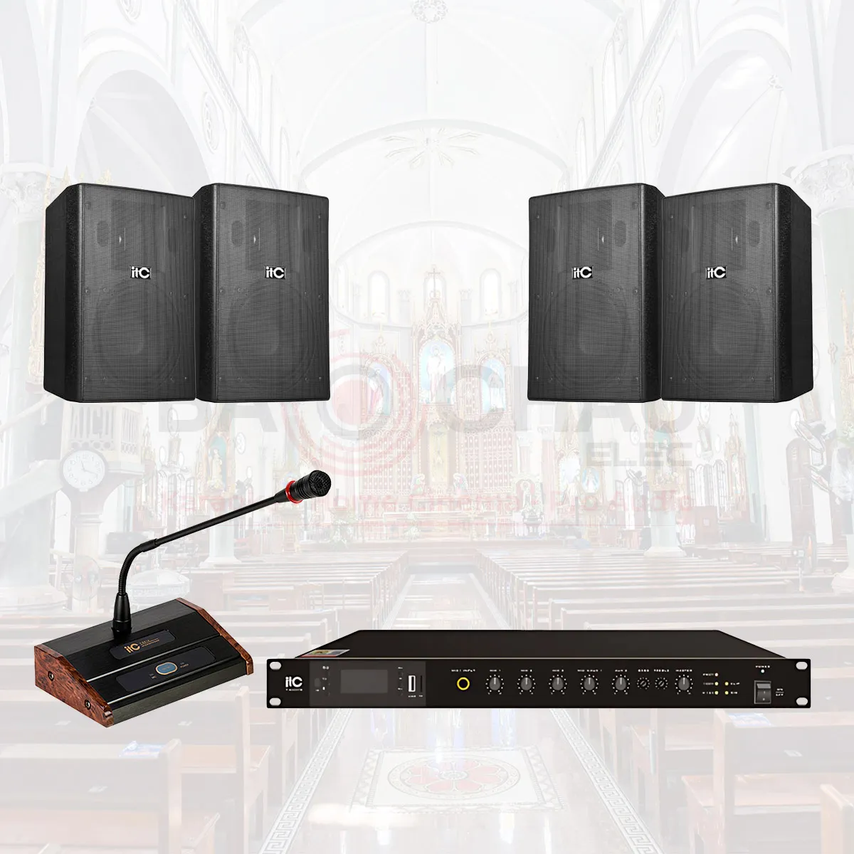 Hệ thống âm thanh cho nhà thờ, chùa ITC 01 (ITC T-778P, ITC T-B350D, ITC T-521A)