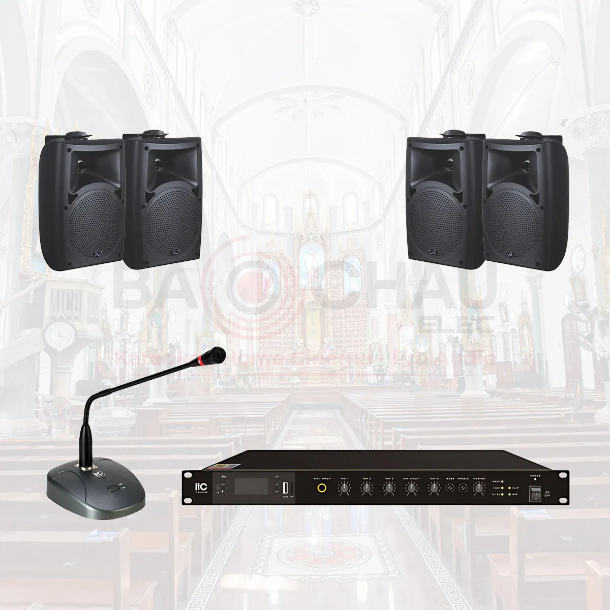 Hệ thống âm thanh cho nhà thờ, chùa ITC 02 (ITC T-776S, ITC T-240DTB, ITC T-621A)