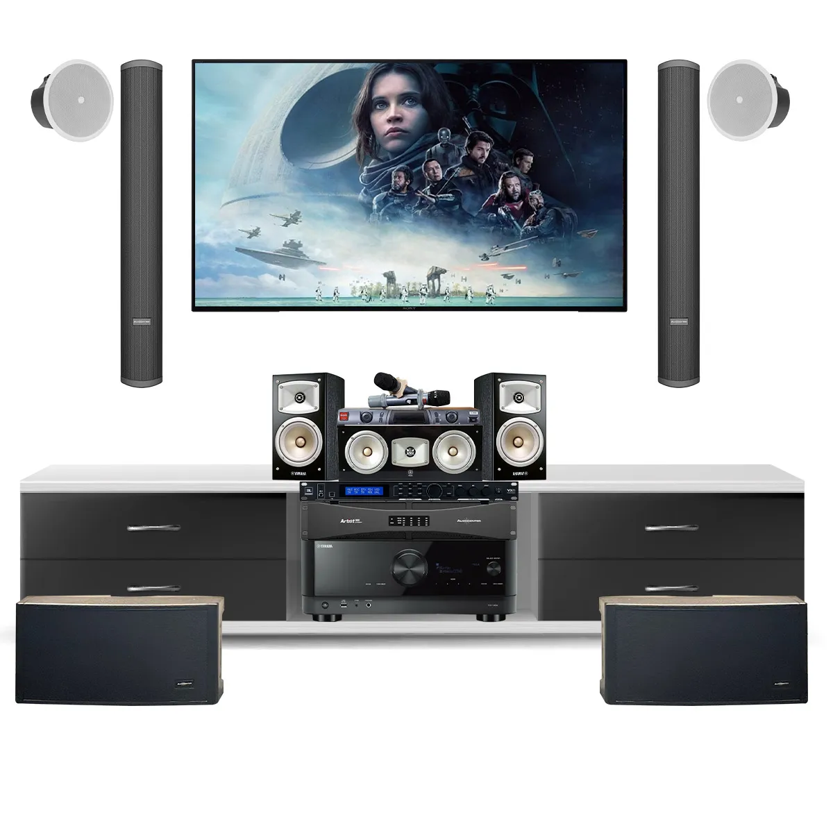 Dàn karaoke, nghe nhạc, xem phim 3 trong 1 Audiocenter 02