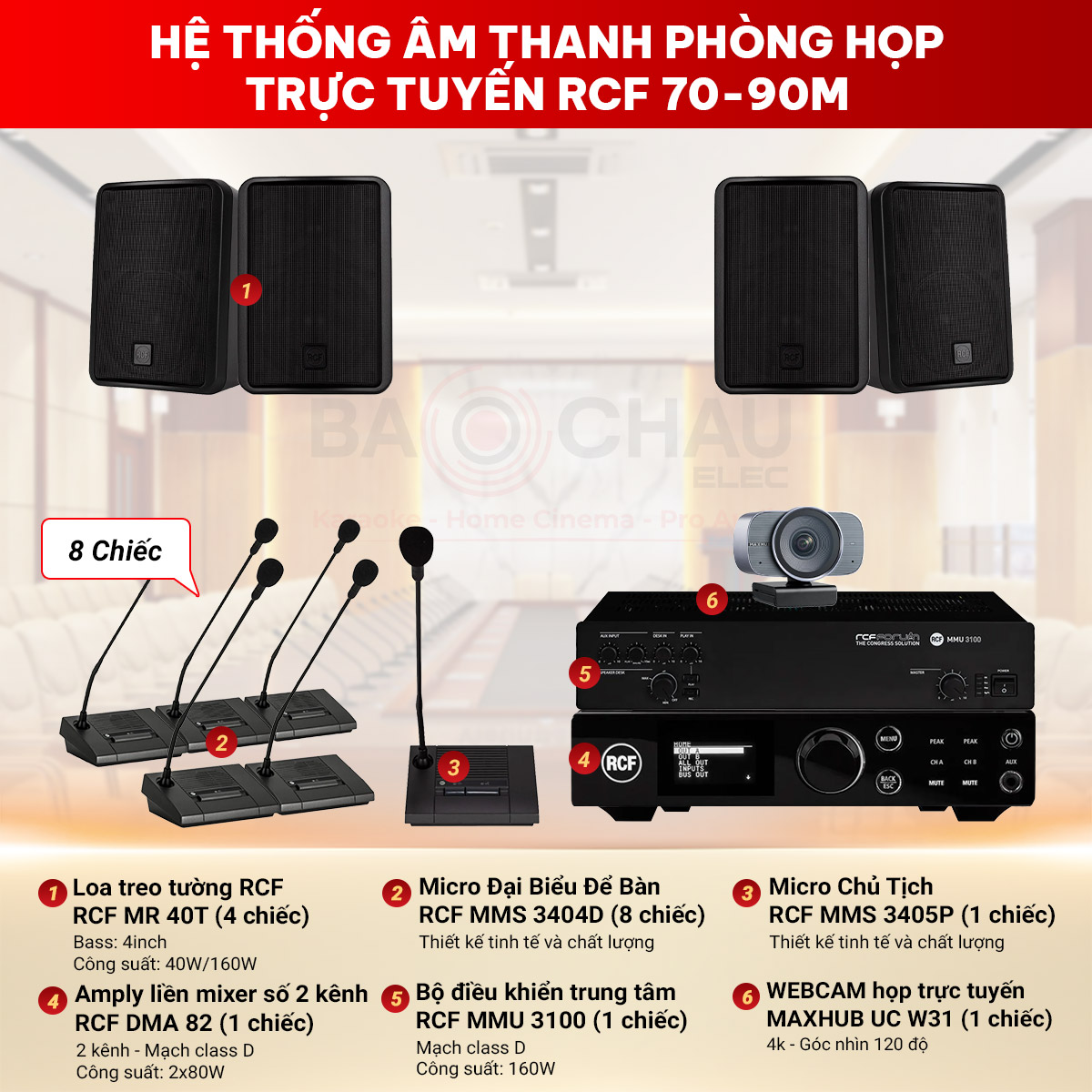 Hệ Thống &Acirc;m Thanh Ph&ograve;ng Họp Trực Tuyến RCF 70-90m2