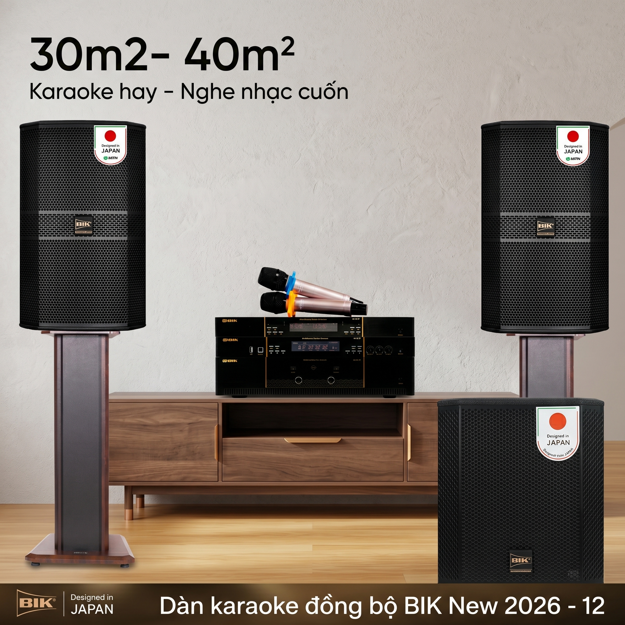 Dàn karaoke đồng bộ BIK New 2026 - 12 (BIK BBK-S312, BIK VK-A52, BIK VK-R51, BIK BBK-W25A, BIK VK- M51)