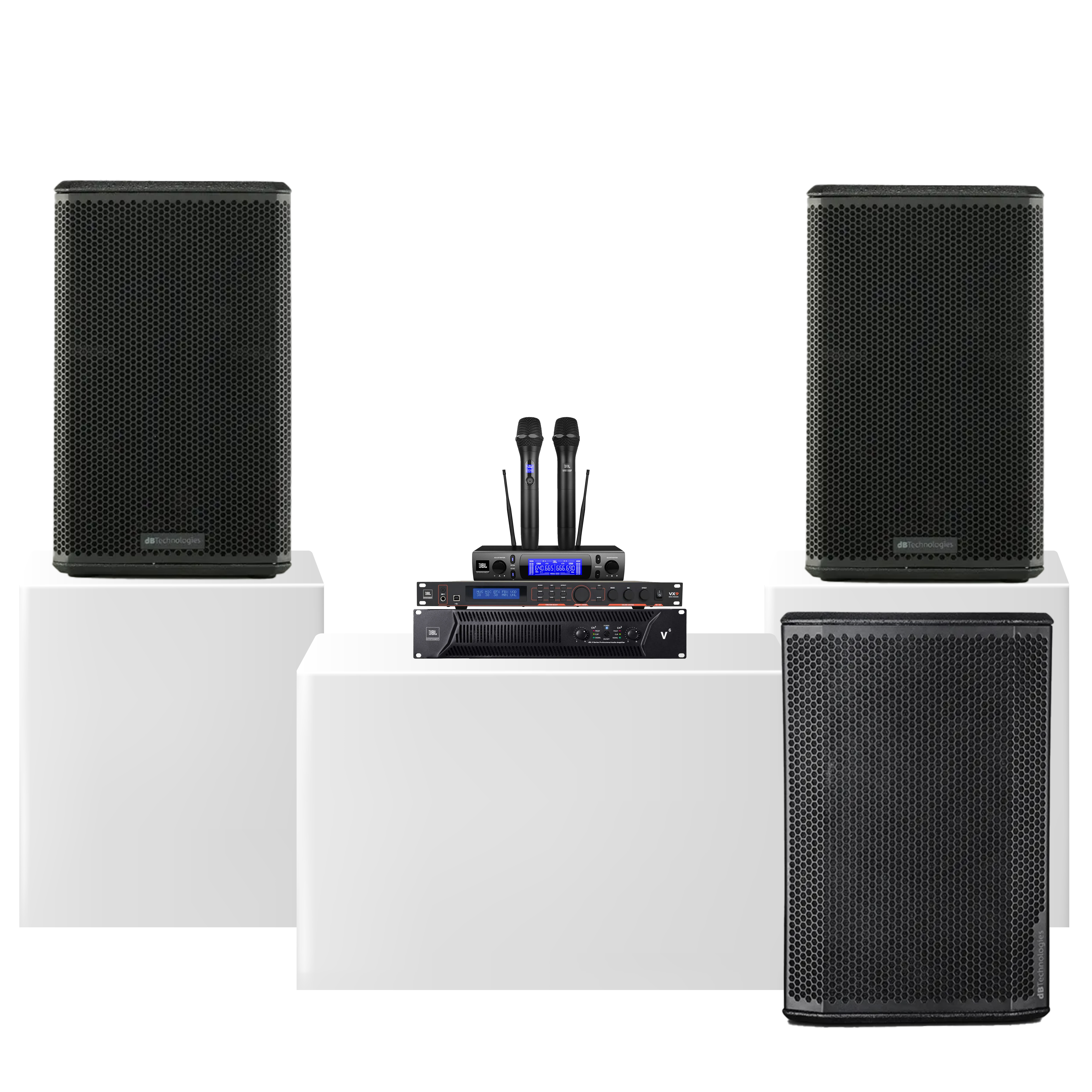 Dàn karaoke gia đình dBTechnologies 20 (dBTechnologies LVXP10, JBL V6, JBL VX9, JBL VM300, dBTechnologies Sub612)