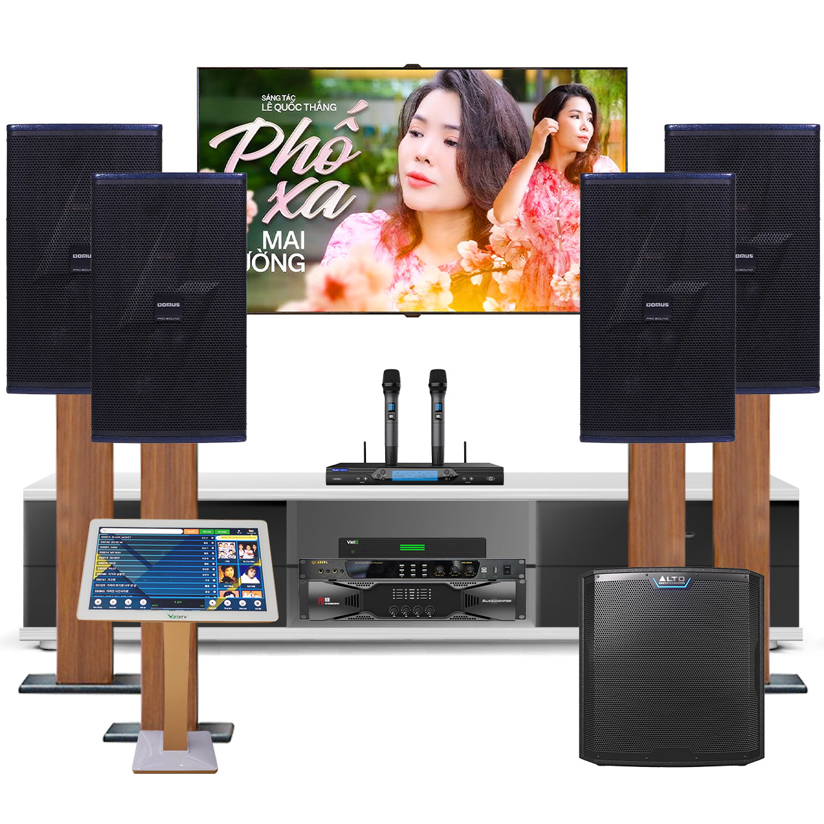 Dàn karaoke cao cấp BC-Domus 05 (DP6212 MAX, BPR-8600, Audiocenter PD800, Alto TS15S, BS9800, 4K Plus 4TB,...)