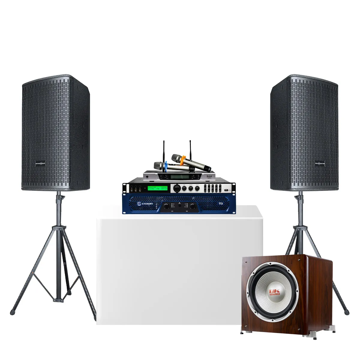 Dàn karaoke gia đình Audiocenter GT03 (Audiocenter GT510P, Crown T3, Bksound X6 Luxury, Bksound SW512, BCE UGX12)