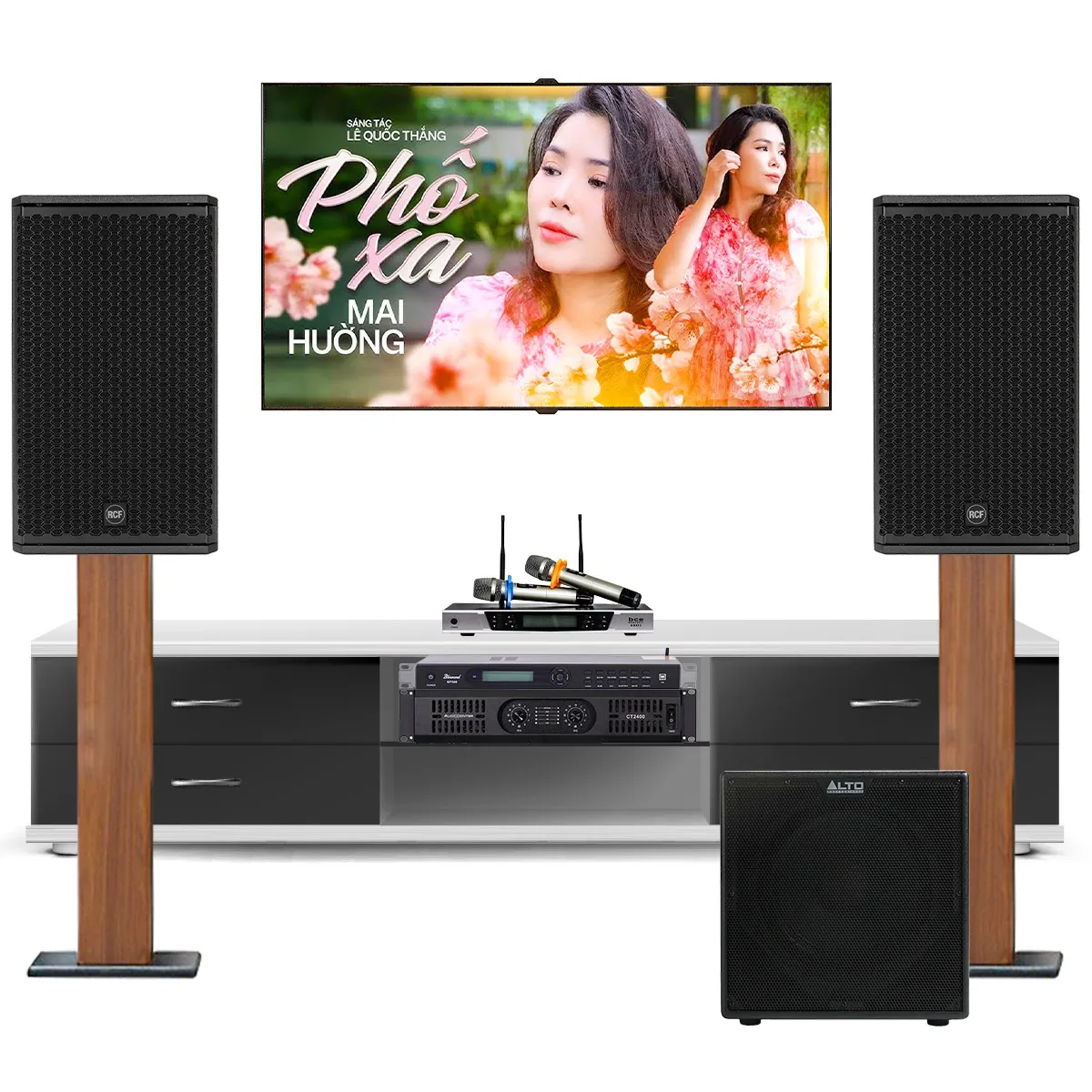 Dàn karaoke gia đình Gmax 05 (RCF Gmax 12, Alto TX12S, BCE UGX12, Bksound KP500, Audiocenter CT2400)