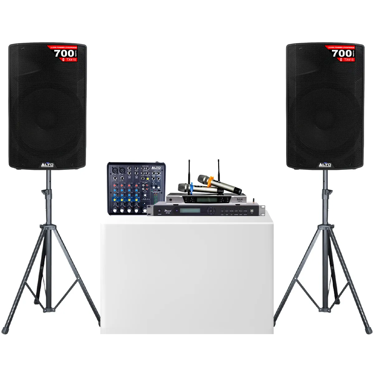 Dàn karaoke - Sân khấu Mini Alto 15 (Alto TX415, BKsound Bksound KP500, BCE UGX12, Alto TrueMix 600)
