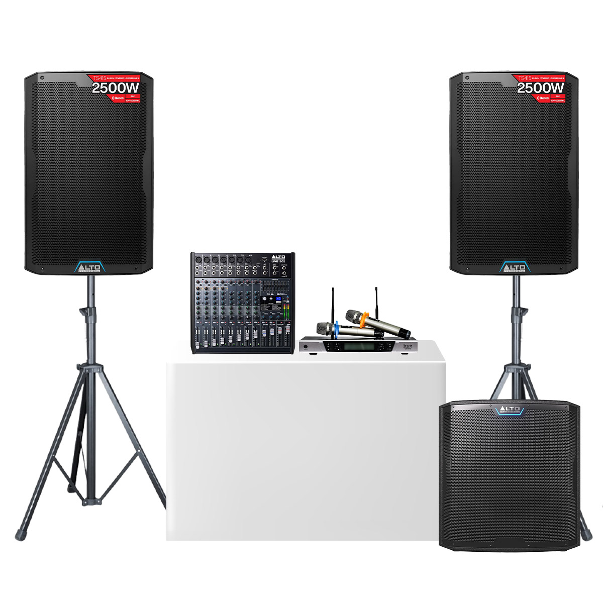 Dàn karaoke - Sân khấu Mini Alto 21 (Alto TS415, Alto Live 1202, Alto TS15S, BCE UGX12)