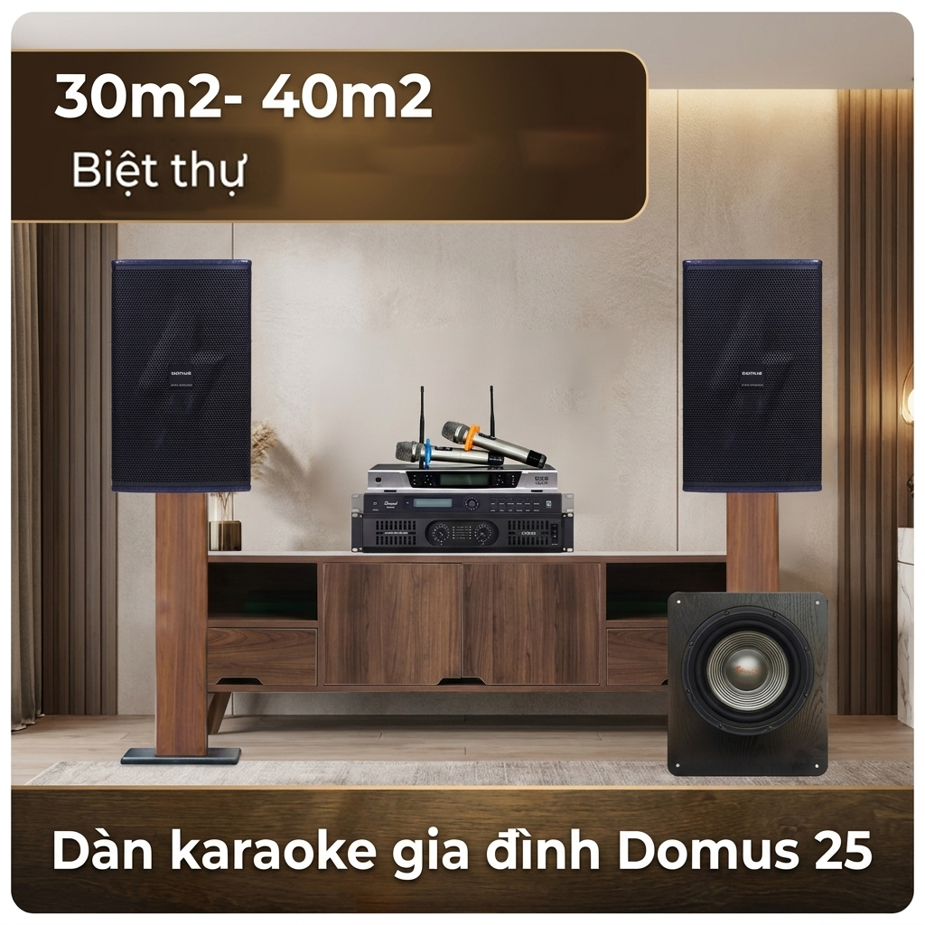 Dàn karaoke gia đình Domus 25 (Domus DP6212 MAX, Audiocenter CT2400, Bksound KP500, Bksound SW612MKII, BCE UGX12)