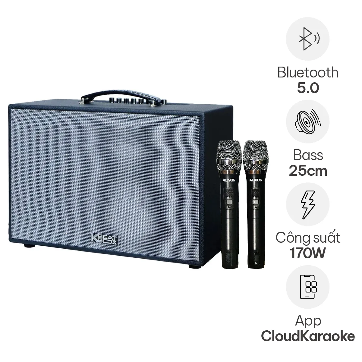 Loa Xách Tay Acnos CS251PU (Bass 25cm, 70W, Kèm 2 Micro)