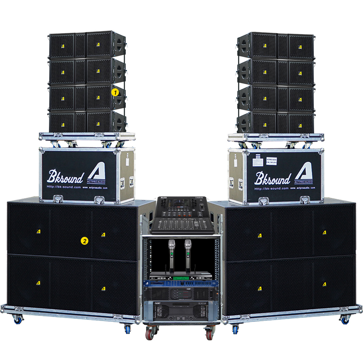 Dàn âm thanh Line Array 2 way Passive Actpro 10 (Actpro KR210F, KR28F, PQM13 II, MEGA2500, Alto TMD16, BS-790s,..)