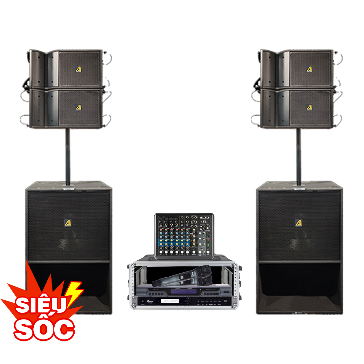 Dàn Âm Thanh Line Array Active Actpro 25 (Array Actpro A602, Alto Truemix 800FX, Bksound KP500, Bksound M200)