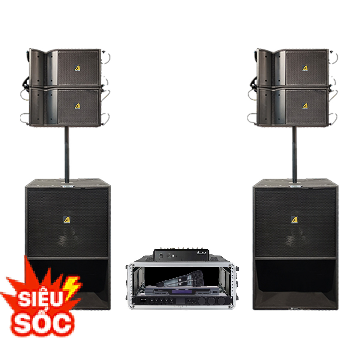 Dàn Âm Thanh Line Array 2 Way Passive Actpro 25 (Array Actpro A2, Alto Truemix 800FX, Bksound X10, Bksound M200)