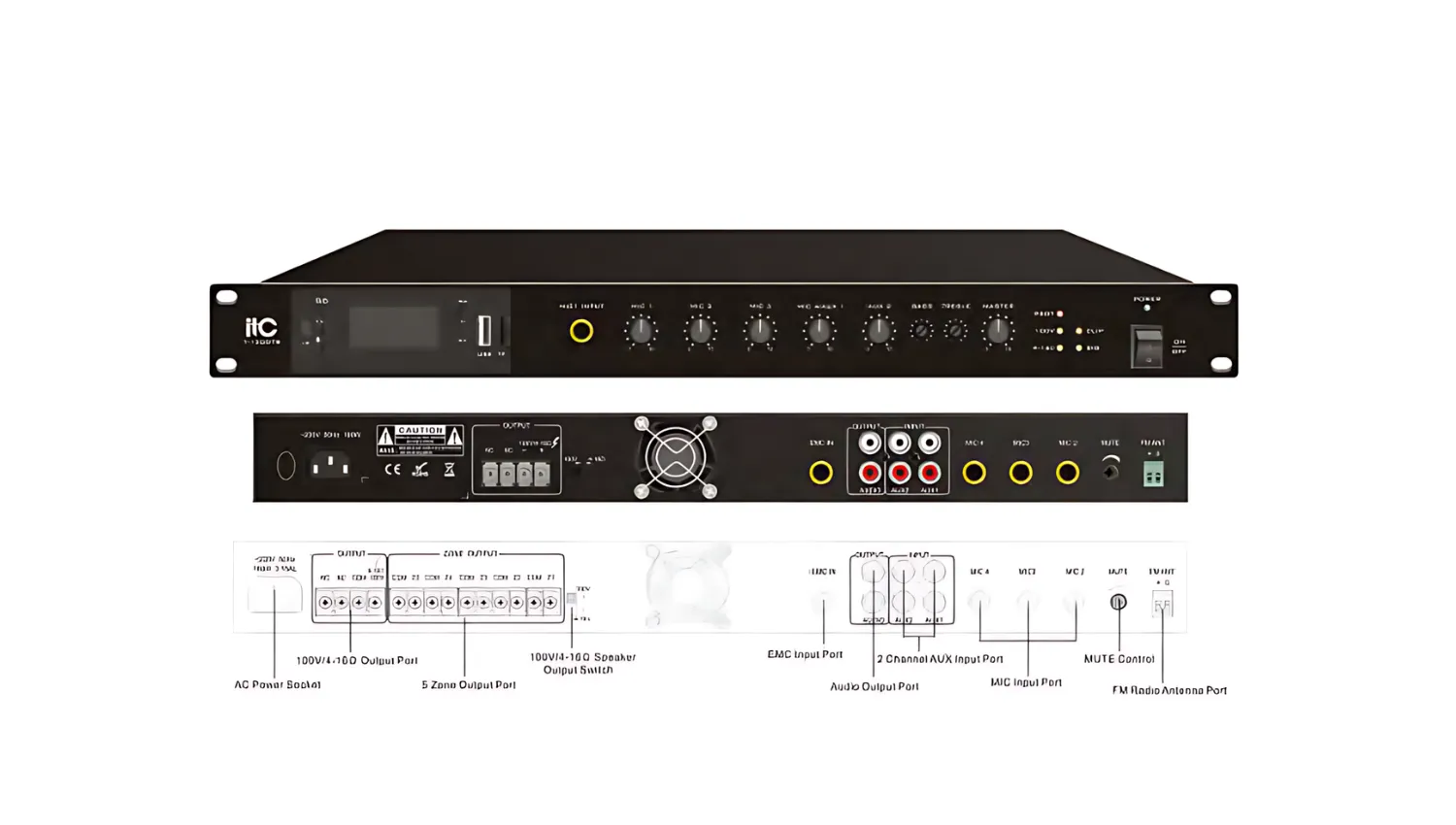 Amply phân 5 vùng ITC TI-500DTB (500W, MP3, FM, Bluetooth) - Hình 2