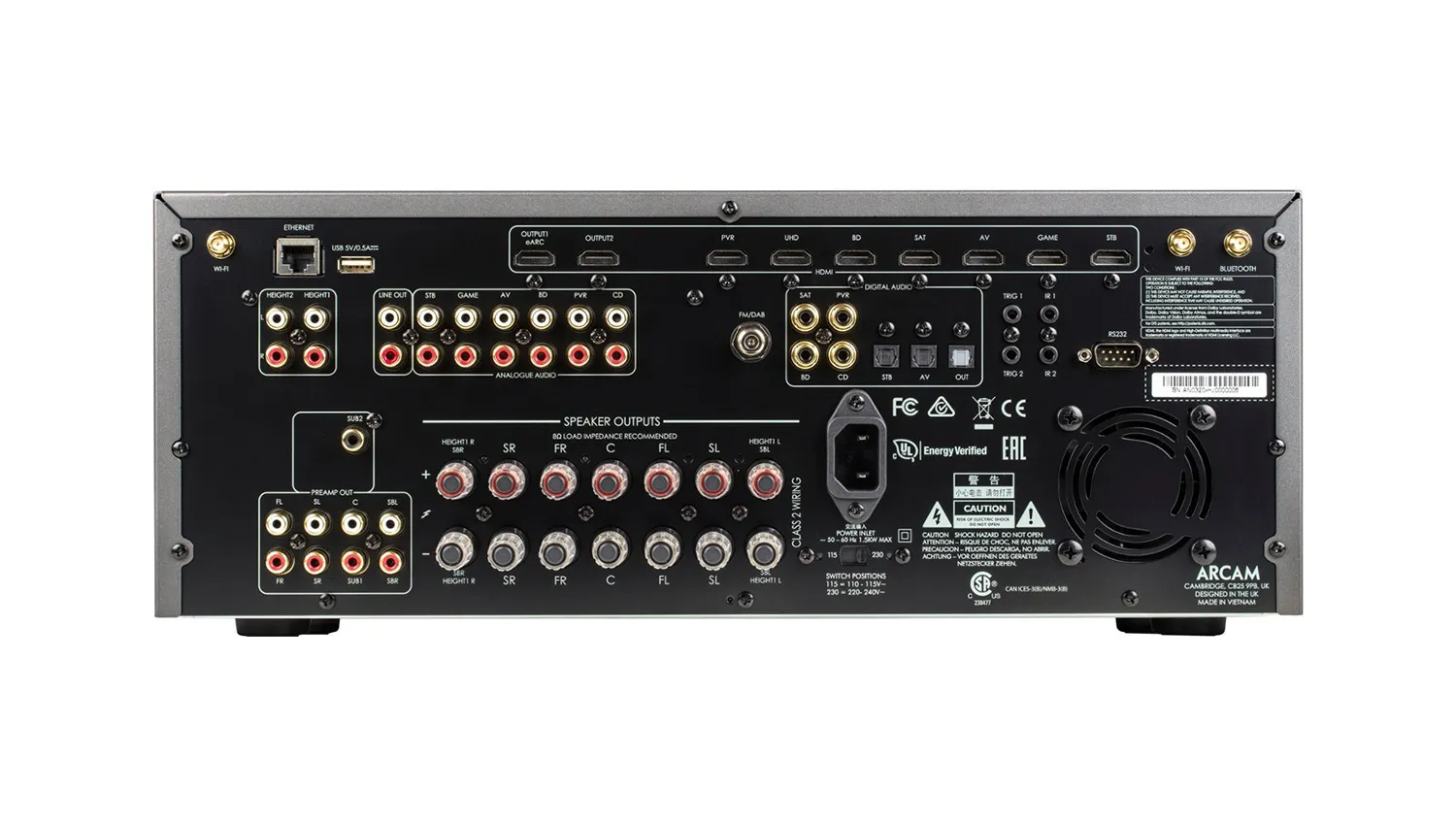 Amply Arcam AVR11 mặt sau