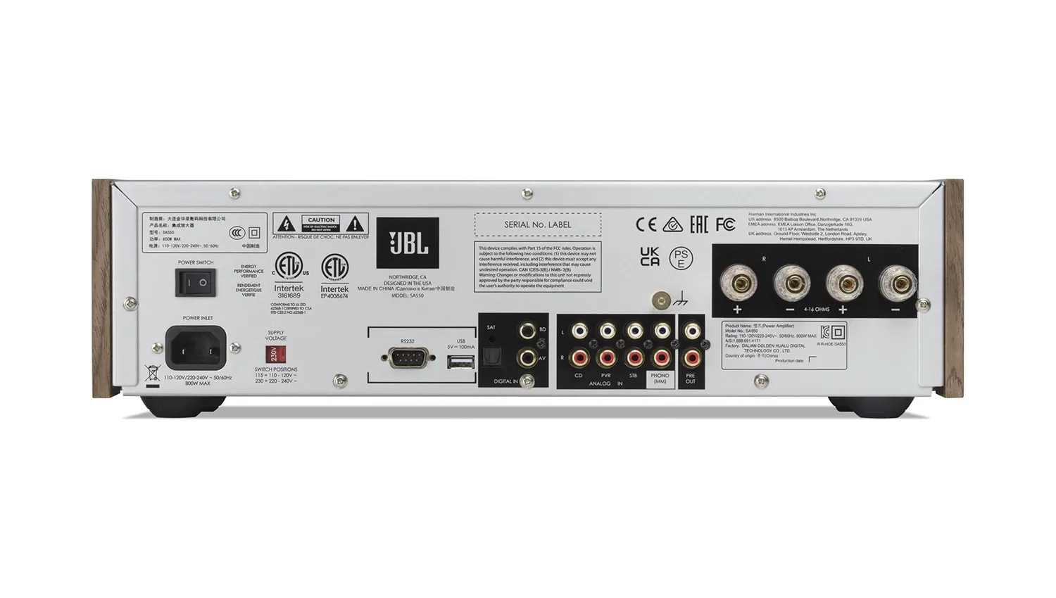 mặt sau Amply JBL SA550 Classic