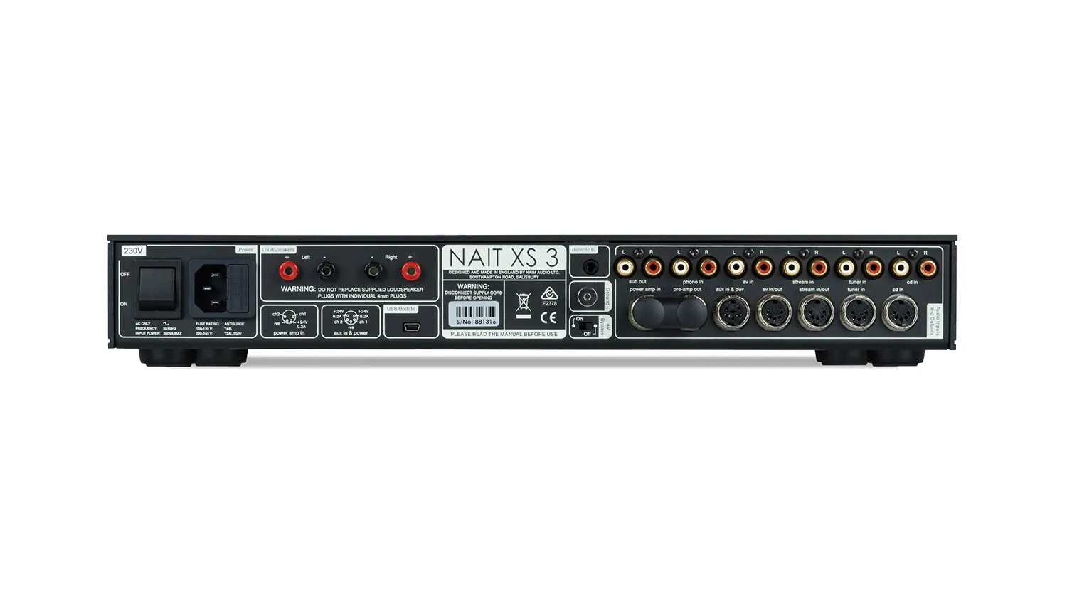 Amply Naim Nait XS 3 mặt sau