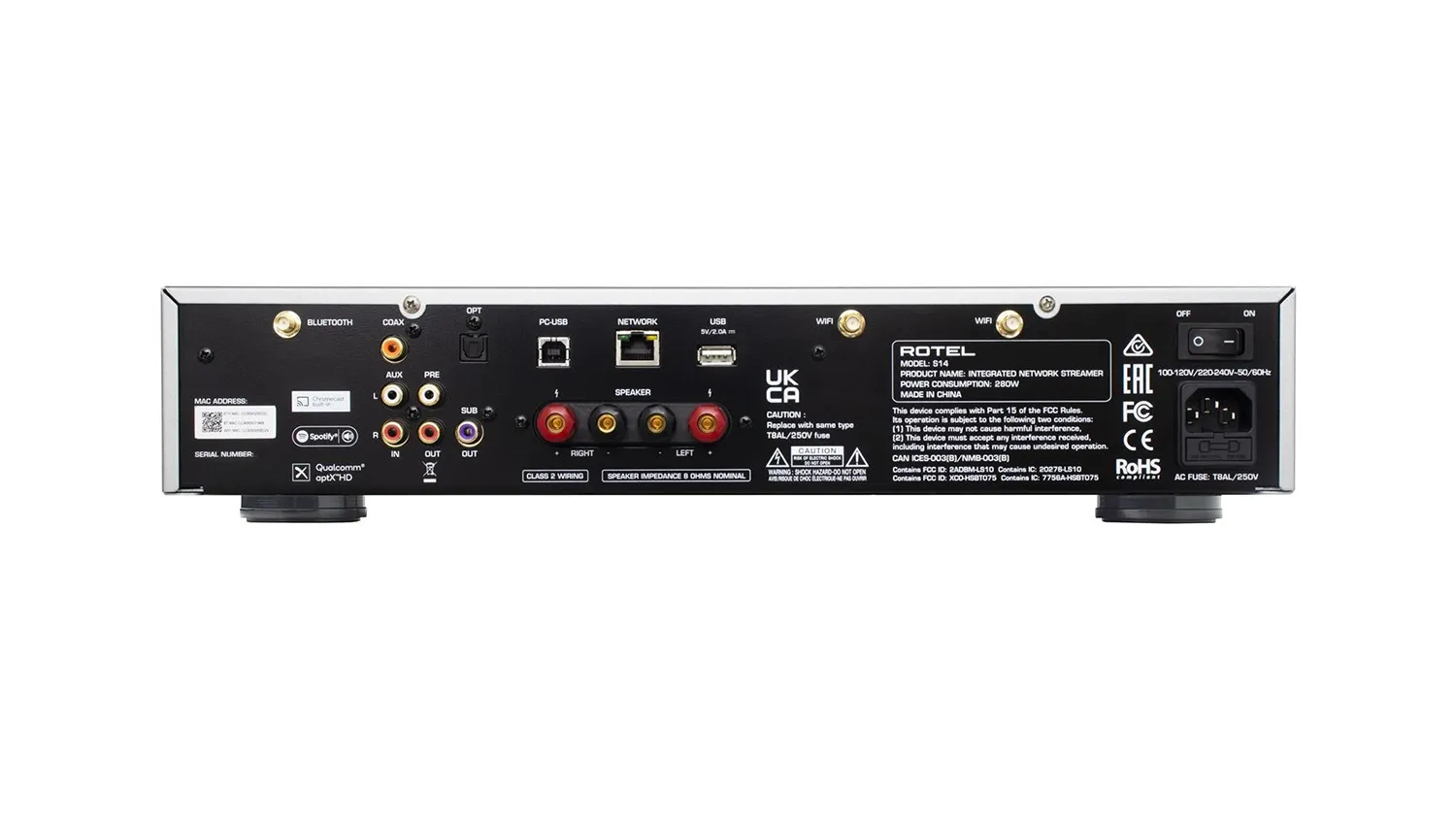 Amply Rotel Integrated Network Stream S14 mặt sau