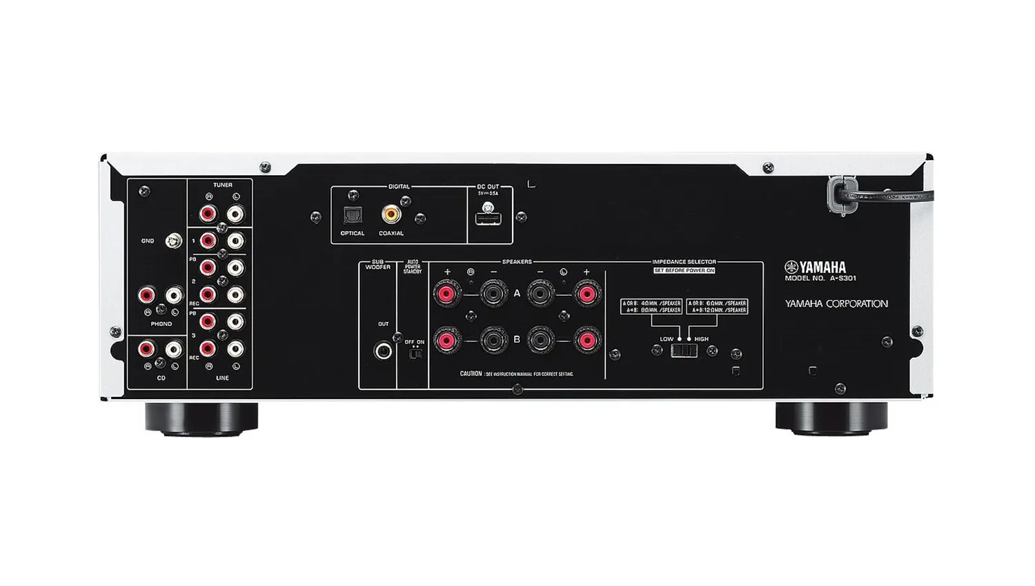 Amply Yamaha A S301 black mặt sau